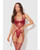 Eden Embroidered Lace & Mesh Teddy With Garters - Dark Red LG