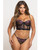Floral Lace and Mesh Underwire Bustier With Thong 2 pc Set - Black/Purple SM