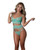 Caribbean Crush Demi Long Line Bra With Thong & Removable Waist Flounce - Aqua L/XL