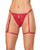 Lace Thong With Garters and Bow Detail - Red SM
