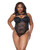 Lace Teddy With Padded Underwire Cups & Removable Neck Accent - Black 1X/2X