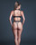 Allure Temptation Latex Look Vinyl and Mesh Harness Bra & Panty - Black SM