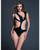 Allure Risque Lover Latex Look Vinyl Peek-A-Boo Teddy - Black MD