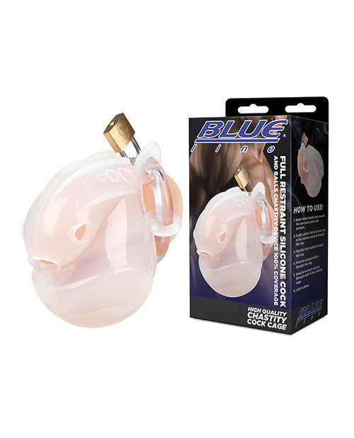 Full Restraint Silicone Cock & Balls Chastity Device - 100% Coverage White