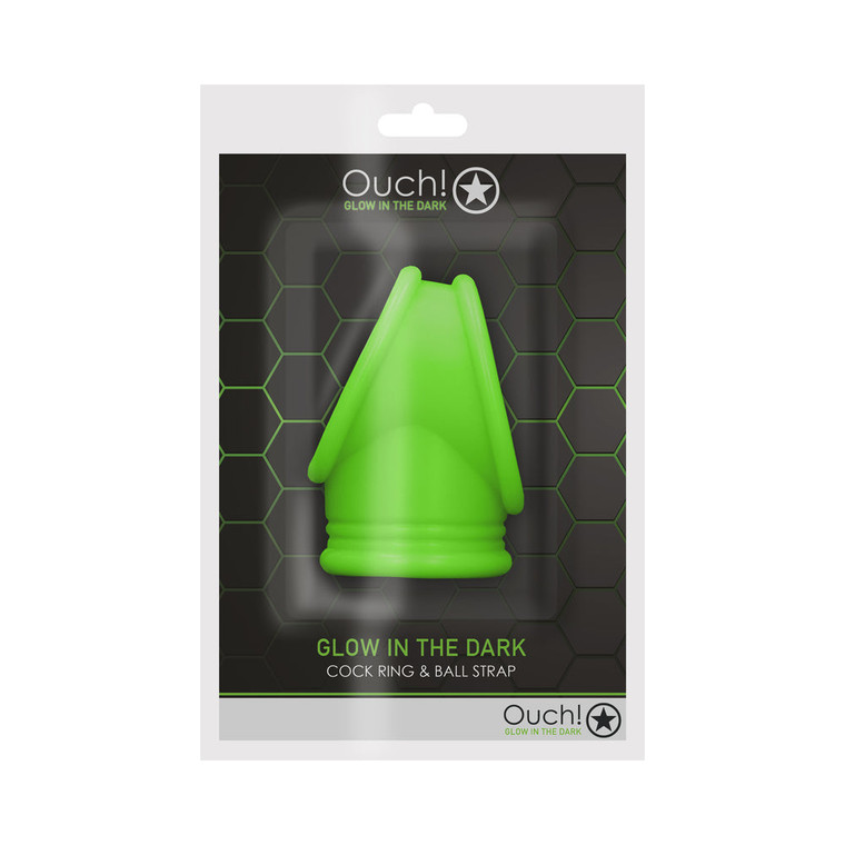 Ouch! Glow in the Dark Cockring & Ball Sling Neon Green