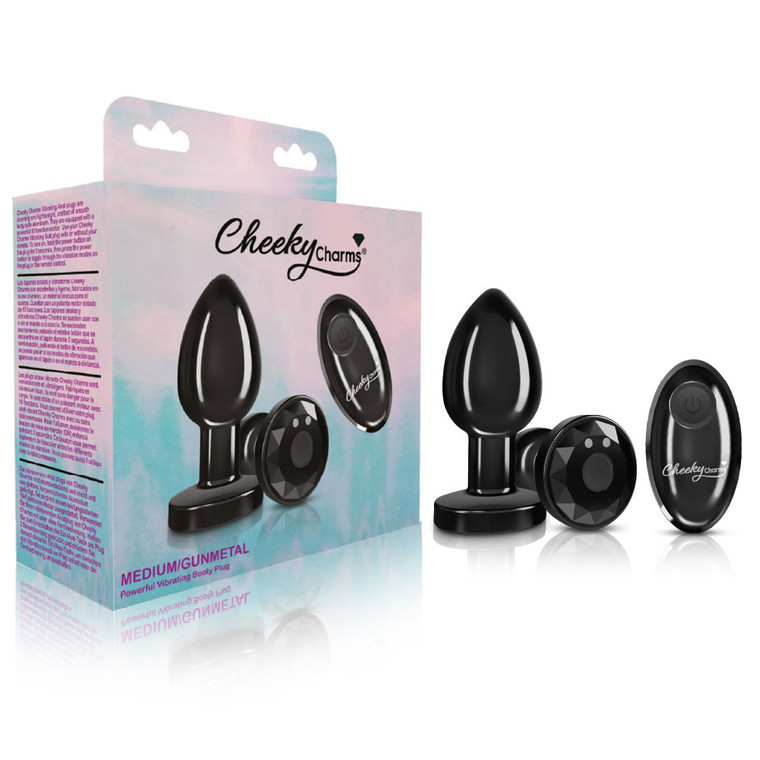 Vibrating Gunmetal Metal Remote Plug - Medium