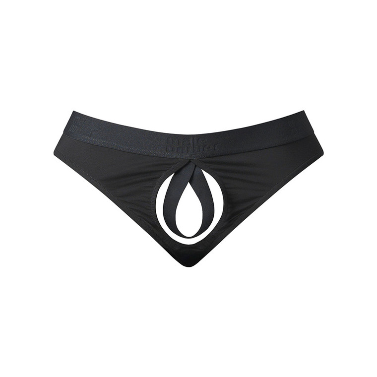 Male Power Open Ended Thong Open Black L/XL