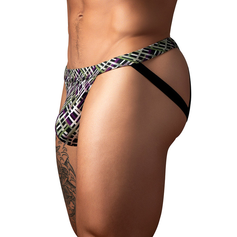 Male Power Gridlock'd Jock with Strap Print S/M