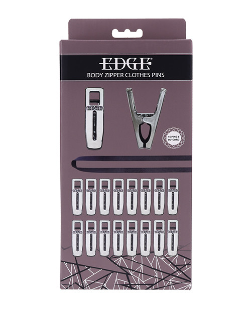 Edge Body Zipper Clothes Pins - Silver