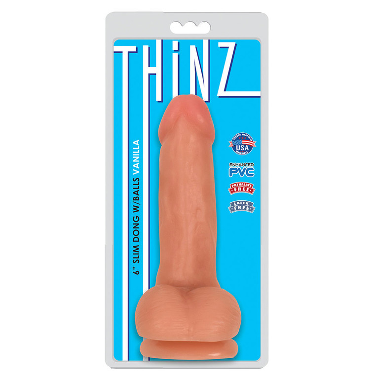 Thinz 6" Slim Dong With Balls Vanilla