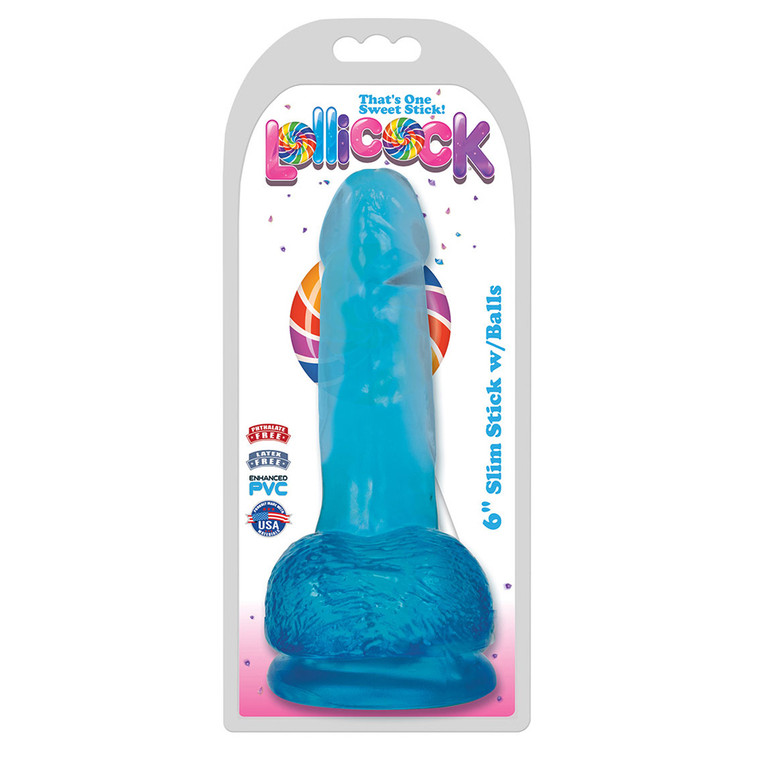 Lollicock 6" Slim Stick With Balls Berry Ice