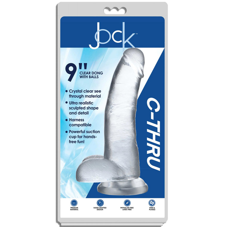 Jock C-Thru 9" Clear Tpe Dildo With Balls