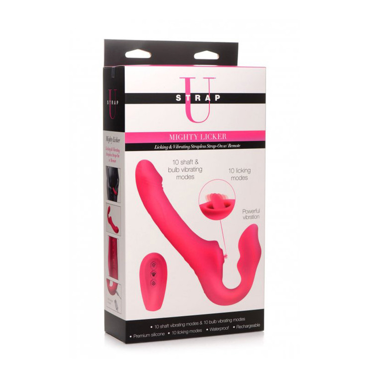 Strap U Mighty Licker Licking & Vibrating Strapless Strap-On With Remote