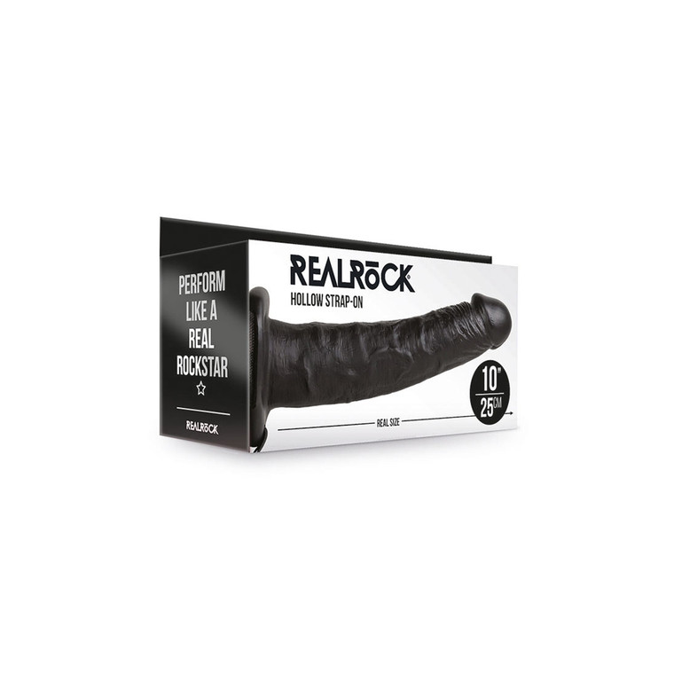 Realrock Hollow Strap-On Without Balls 10" Black