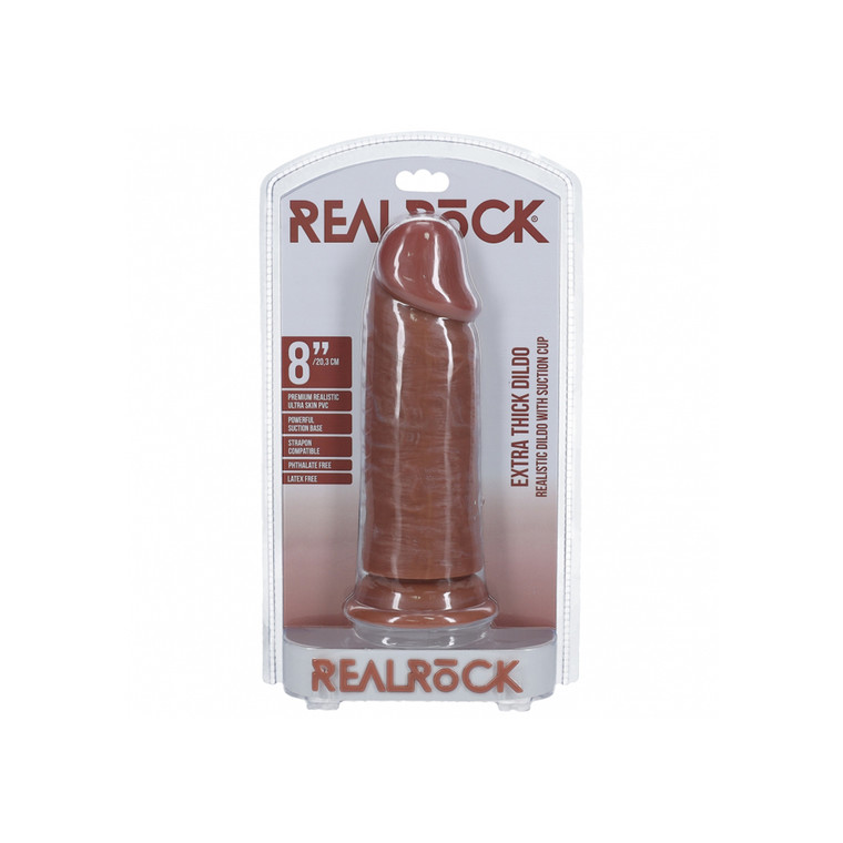 Realrock Extra Thick Realistic Dildo No Balls 8" Tan