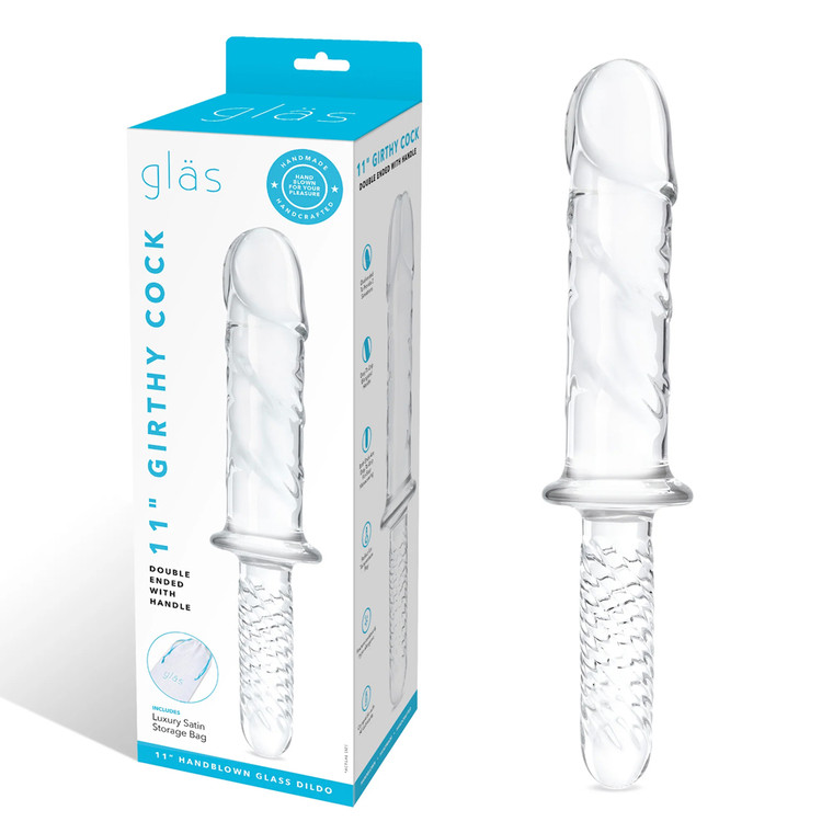 Glas 11" Girthy Cock Double Ended With Handle