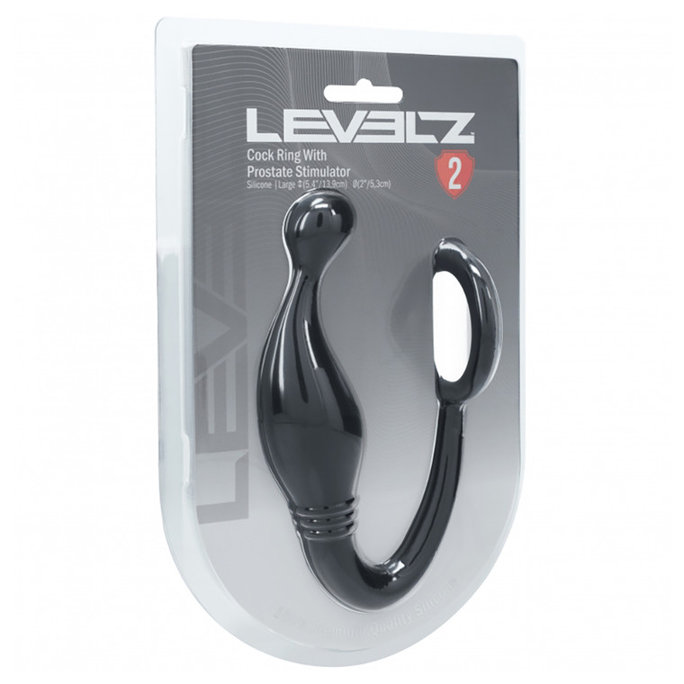 Levelz Silicone Cock Ring With Prostate Stimulator L Black