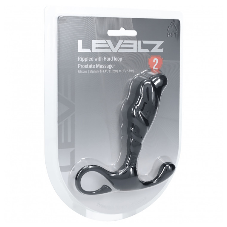 Levelz Rippled With Hard Loop Silicone Prostate Massager M Black