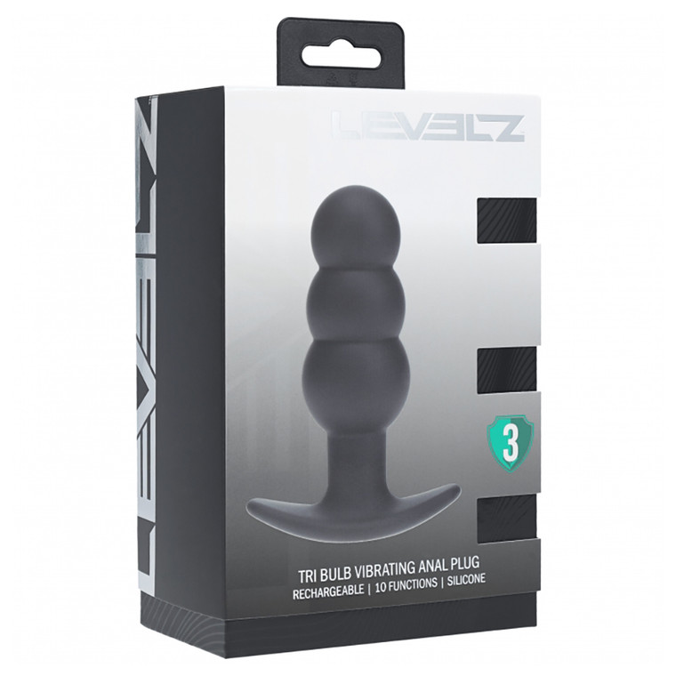 Levelz Tri Bulb Vibrating Silicone Anal Plug Black