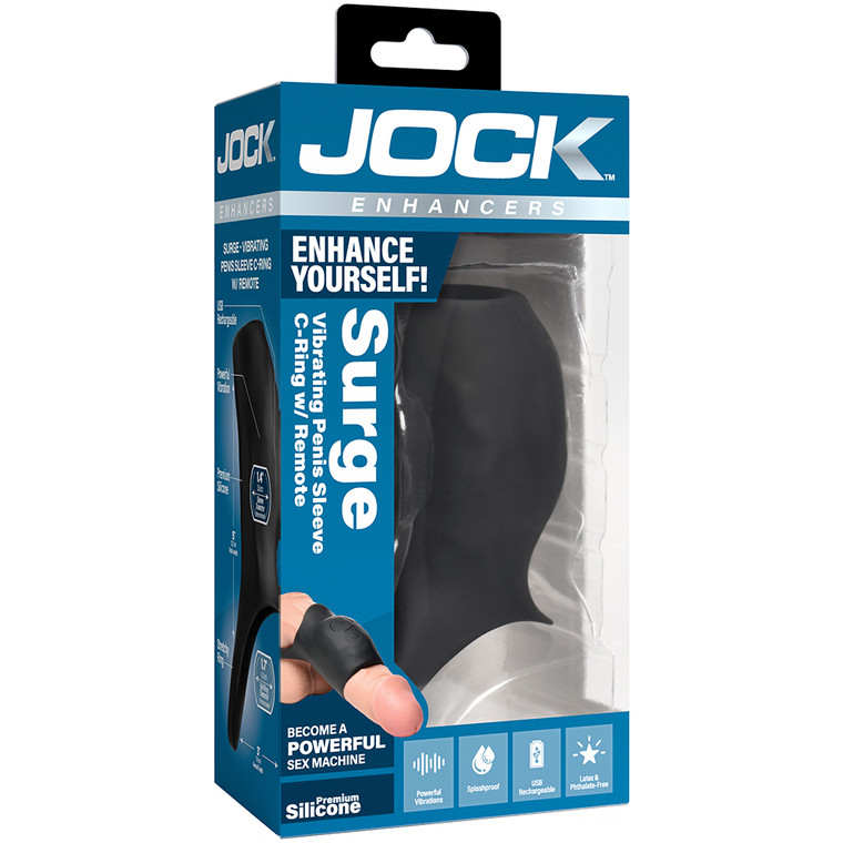 Jock Enhancers Surge Vibrating Penis Sleeve C-Ring W/ Remote