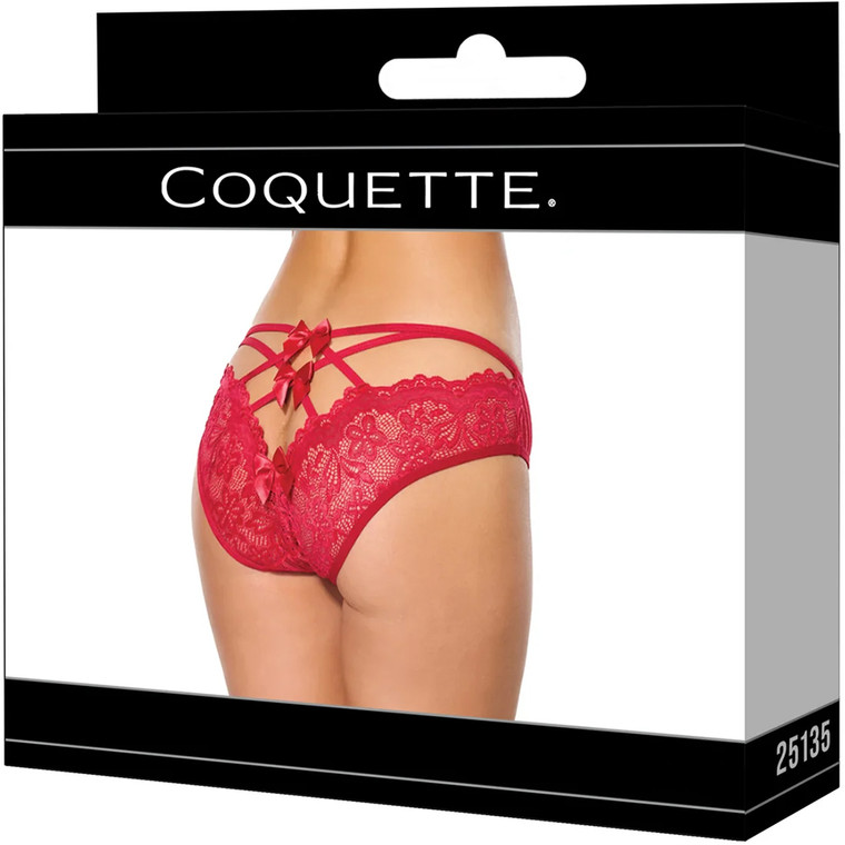Coquette Open Back Bow Panty Red XL
