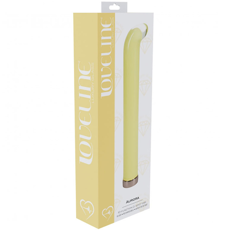 Loveline Aurora 6.3" G-Spot Glass Vibrator Yellow