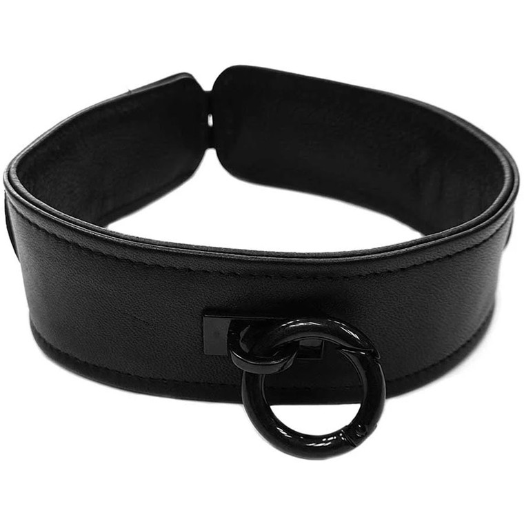 Rouge Leather Black Collar With Black Hardware