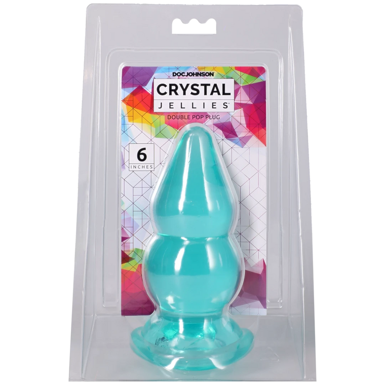 Crystal Jellies - Double Pop Plug - 6 Inch Teal