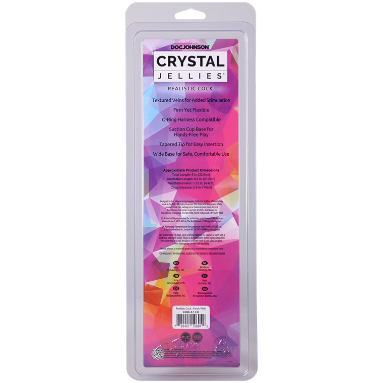 Crystal Jellies - Realistic Cock - 9 Inch Pink
