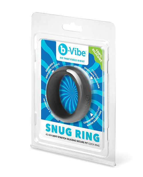 b-Vibe Snug Ring 45 mm Soft Stretch Silicone Secure Fit Cock Ring - Black
