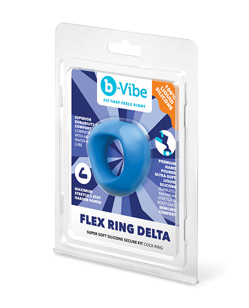 b-Vibe Flex Ring Delta Super Soft Silicone Secure Fit Cock Ring - Blue