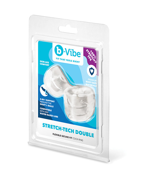 b-Vibe Stretch-Tech Double Barrel Flexible Secure Fit Cock Ring