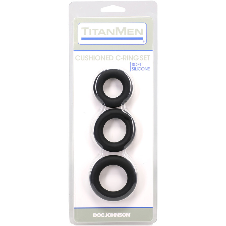 Titanmen Cushioned C-Ring 3pc Silicone Set Black