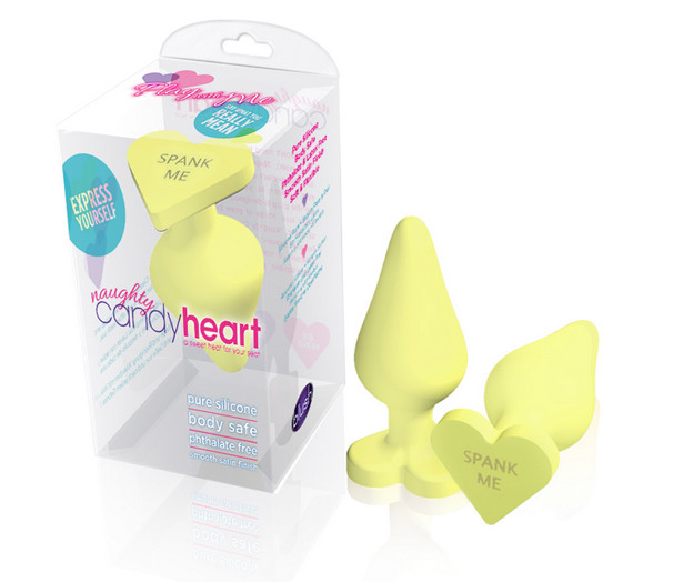 Blush Naughty Candy Heart Spank Me Butt Plug - Yellow