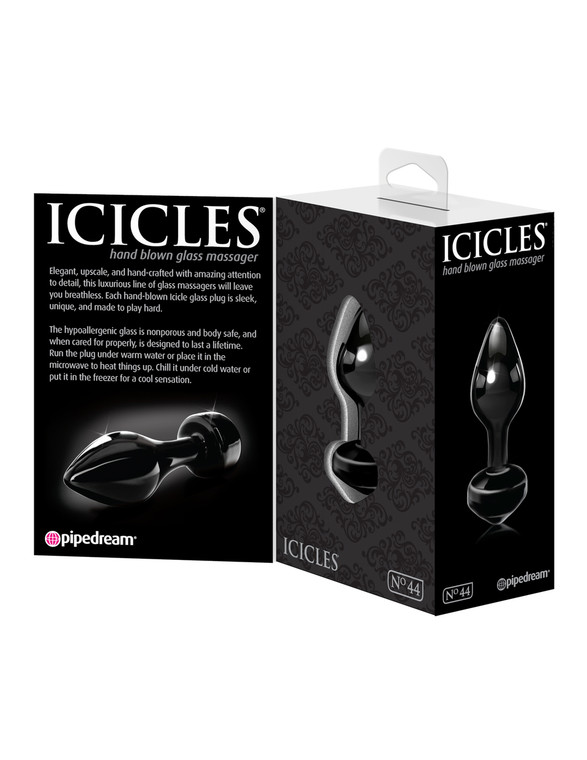 Pipedream Icicles No. 44 Hand Blown Glass Butt Plug - Black