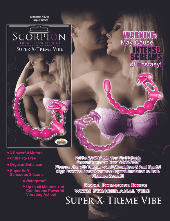 Hott Products Scorpion Dual Pleasure Ring Includes Stinger Anal Vibrator