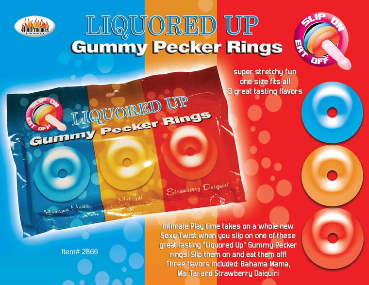 Hott Products Liquored Up Pecker Gummy Rings - Pack Of 3
