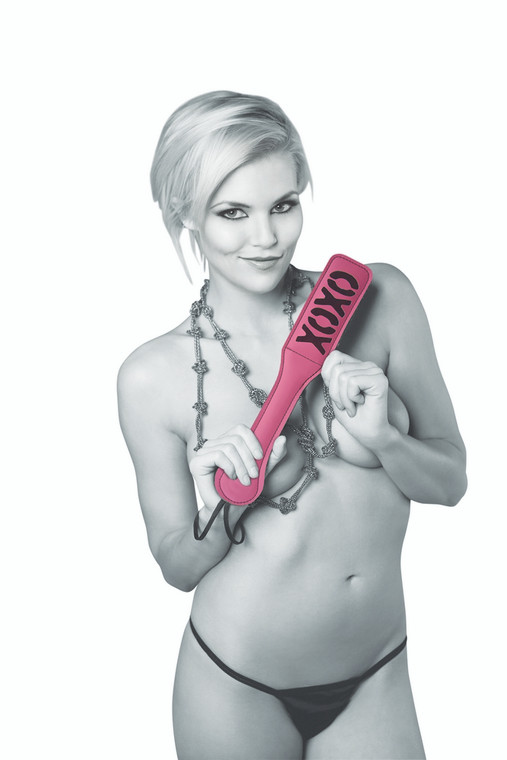 Sportsheets Sex & Mischief Fetish Feather Xoxo Paddle - Pink