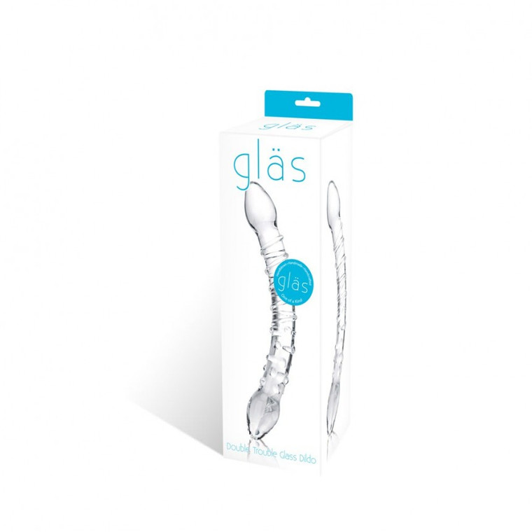 Glas Double Trouble Glass Double Dildo - Clear