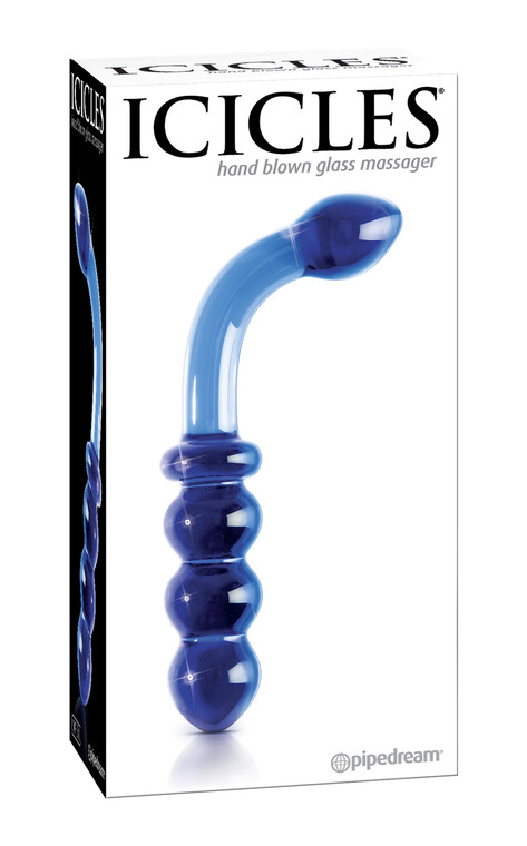 Pipedream Icicles No. 31 Hand Blown Glass G-Spot Dildo - Blue