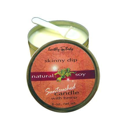 Earthly Body Suntouched Hemp Massage Oil Candle - 6.8 Oz Round Tin Skinny Dip