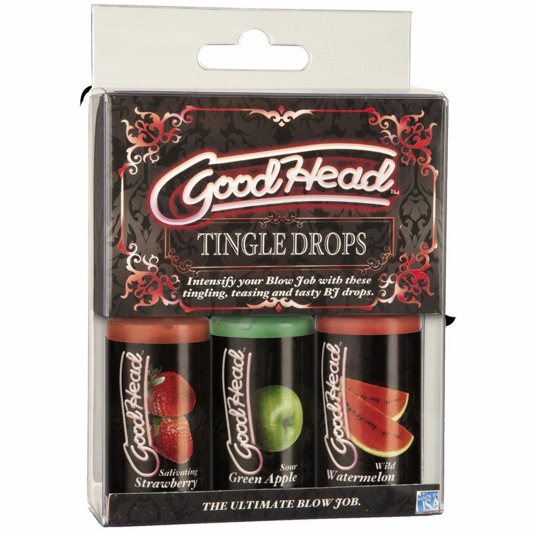 Doc Johnson GoodHead Oral Sex Tingle Drops 1Oz Bottle Asst. Flavors Pack Of 3