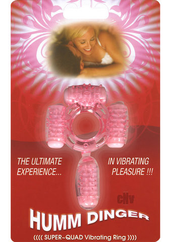 Hott Products Humm Dinger Super Quad Includes 4 Motors Cock Ring - Magenta