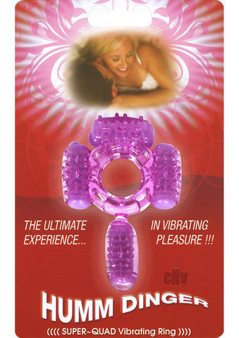 Hott Products Humm Dinger Super Quad Includes 4 Motors Cock Ring - Purple