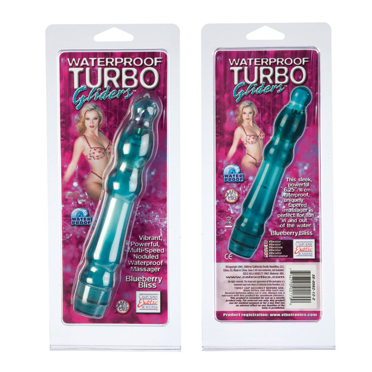 CalExotics 6.5" Turbo Glider Tapered Waterproof Vibrator - Blueberry Bliss