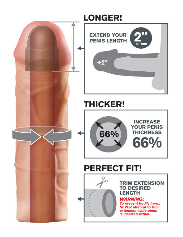 Pipedream Fantasy Xtensions Mega 2" Penis Extension - Flesh