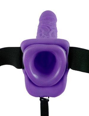 Pipedream Fetish Fantasy Series 7" Vibrating Hollow Strap On Dildo With Balls - Purple