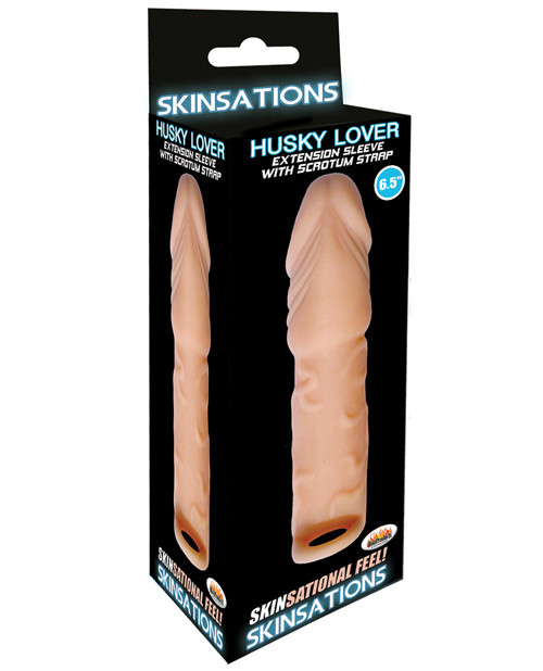 Hott Products Skinsations Husky Lover 6.5" Penis Extension Sleeve With Scrotum Strap
