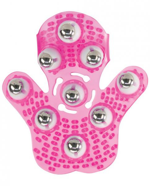 BMS Roller Balls Massage Glove Vibrator - Pink
