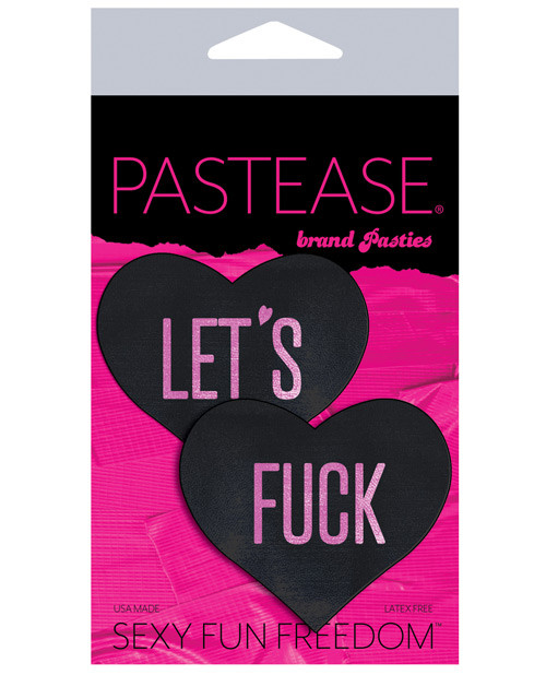Pastease Let's F*ck Hearts - Black O/S Pasties